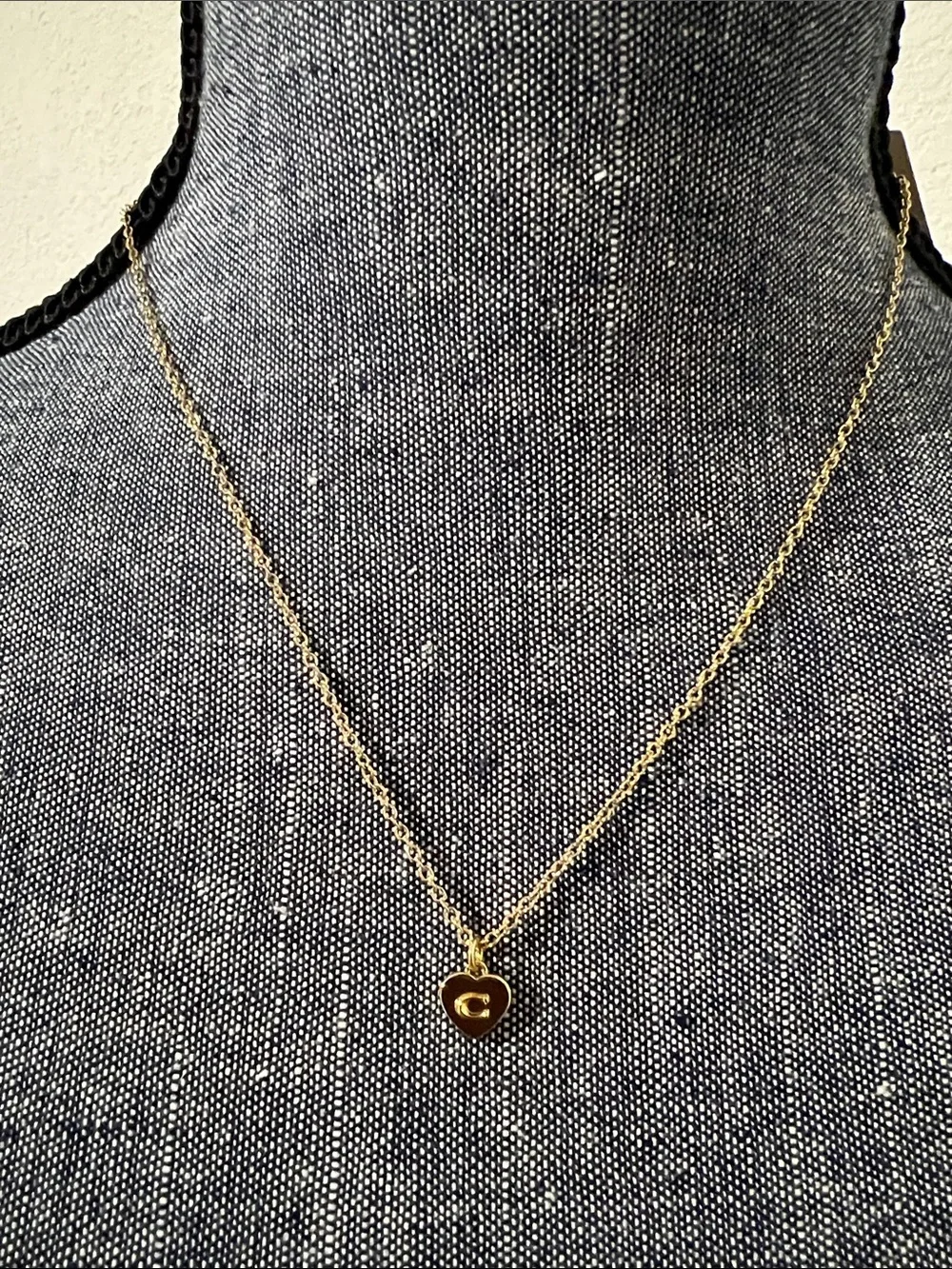 Coach Gold Mini “C” Heart Pendant Necklace